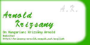 arnold krizsany business card