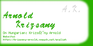 arnold krizsany business card